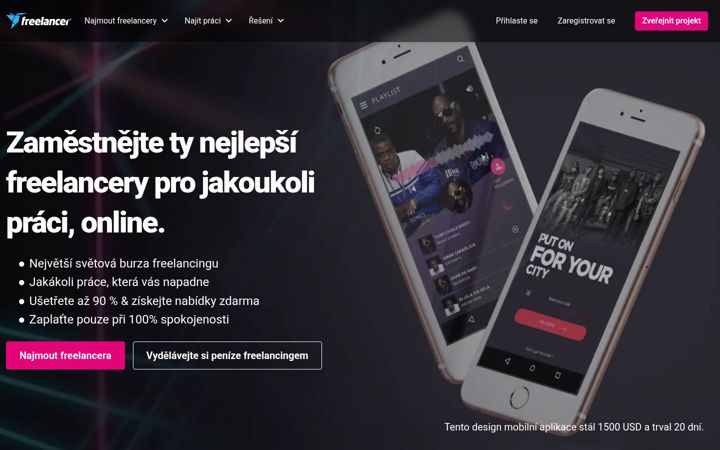 Екранна снимка на freelancer.cz