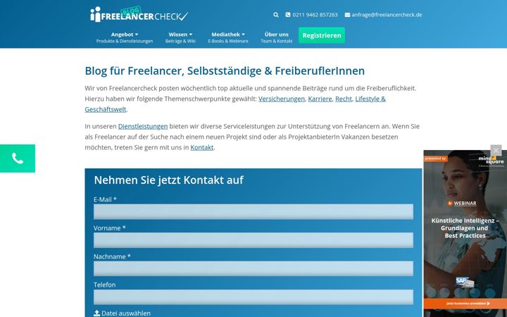 Posnetek zaslona freelancercheck.de