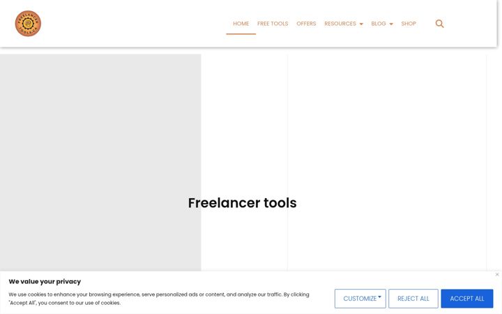Skärmbild av freelancertools.ca