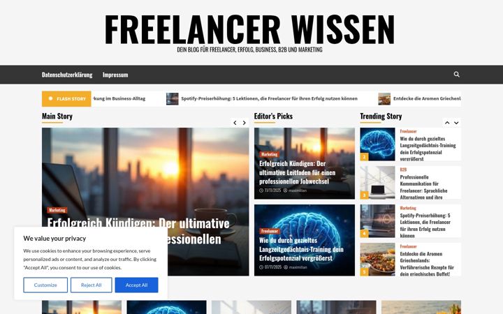 Posnetek zaslona freelancerwissen.de