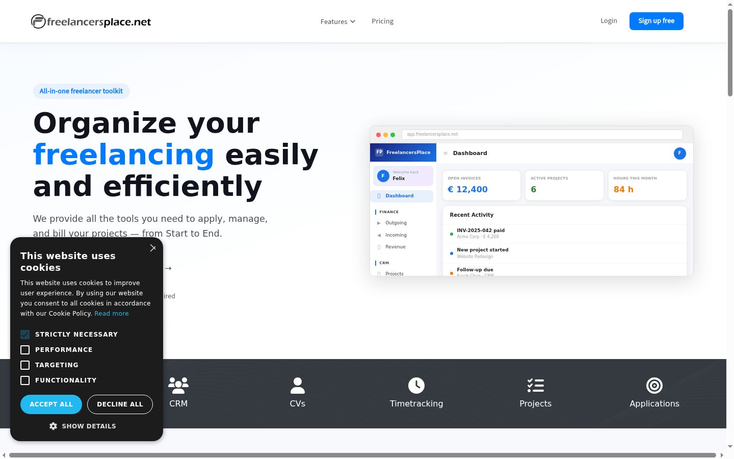 Screenshot of the consent banner shown before any interaction