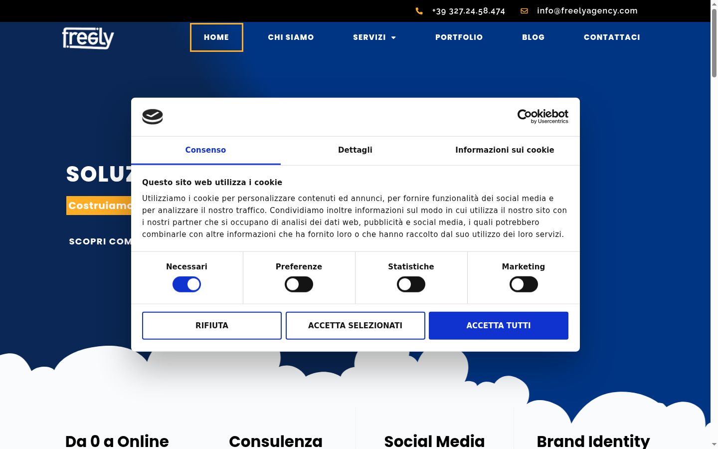 Captura de pantalla del banner de consentimiento mostrado antes de cualquier interacción