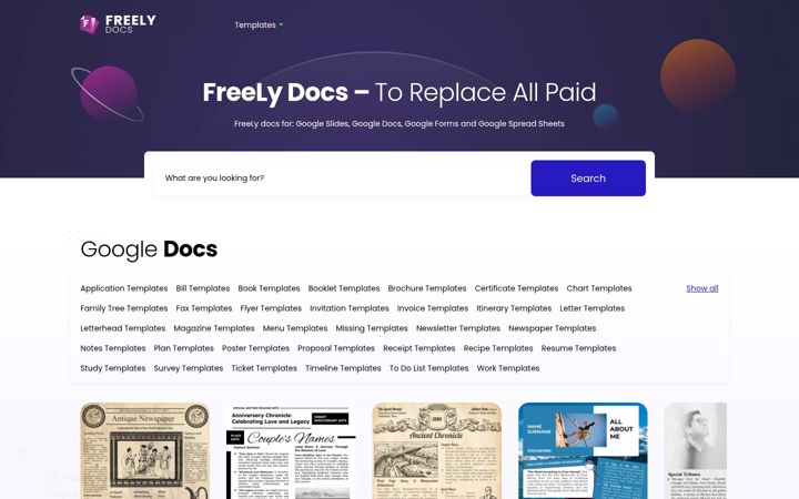 Screenshot of freelydocs.com