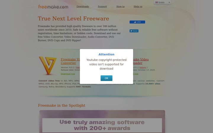 Snimka zaslona za freemake.com