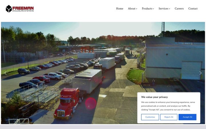 Screenshot of freemanenclosures.com