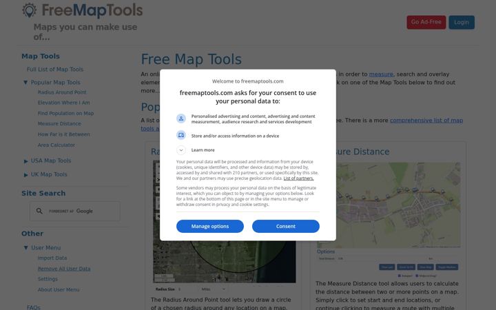 Screenshot of freemaptools.com