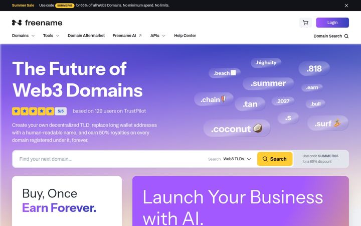 Screenshot of freename.com