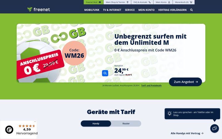 Screenshot of freenet-mobilfunk.de