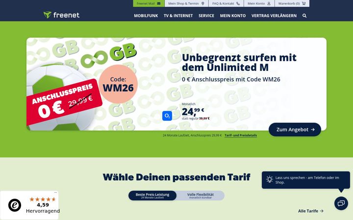 Képernyőkép: freenet.de