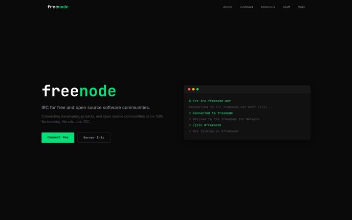 Screenshot ta' freenode.net