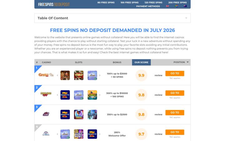 Screenshot of freenodeposit-spins.com