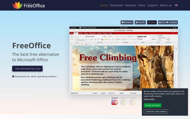 Screenshot of freeoffice.com