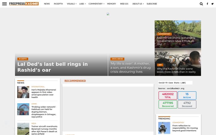 Screenshot of freepresskashmir.com