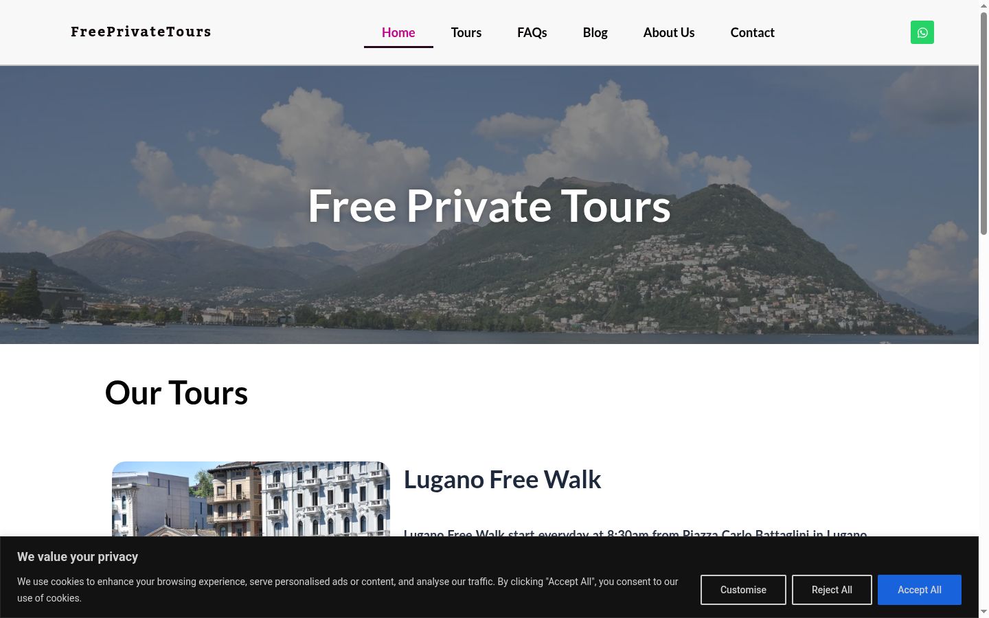 Screenshot del banner di consenso mostrato prima di qualsiasi interazione