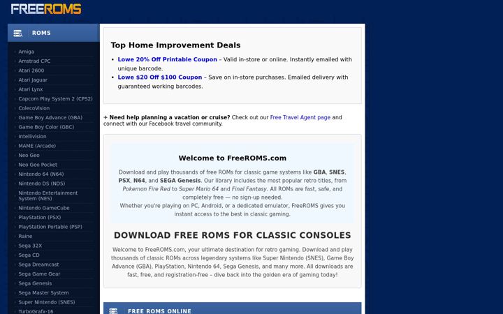 Screenshot of freeroms.com