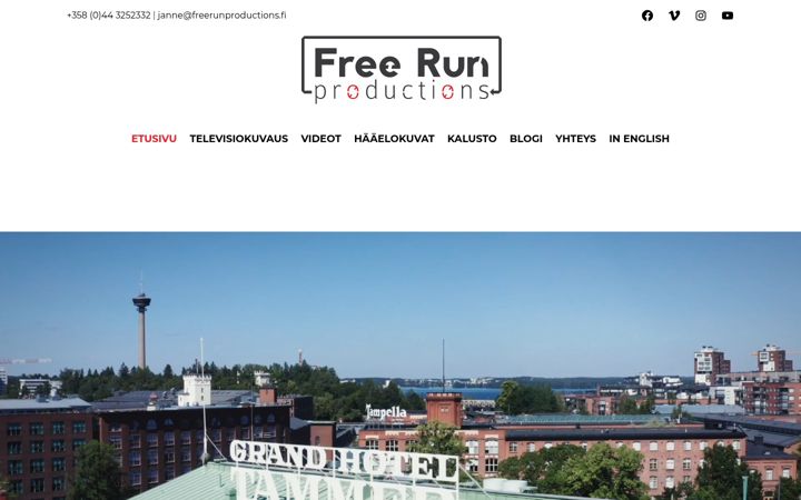 Snimka zaslona za freerunproductions.fi