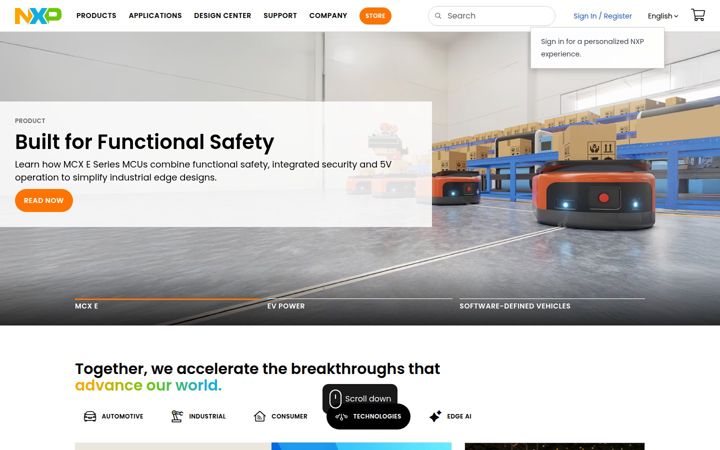 Screenshot of freescale.com