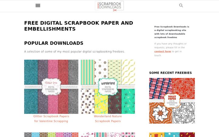 Screenshot of freescrapbookdownloads.com
