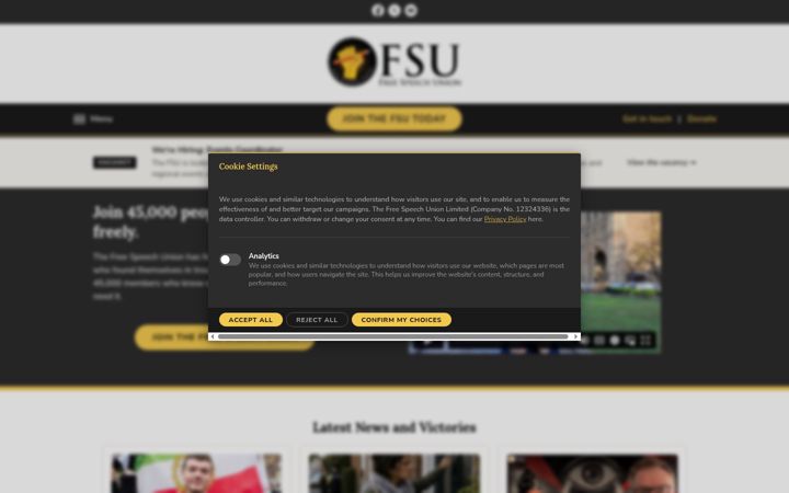 Screenshot of freespeechunion.org