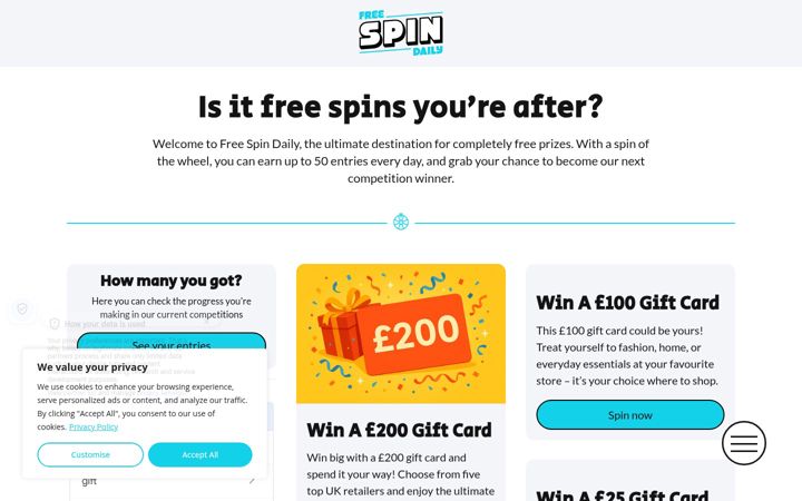 Screenshot of freespindaily.co.uk