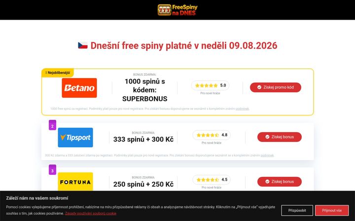 Screenshot of freespinynadnes.cz