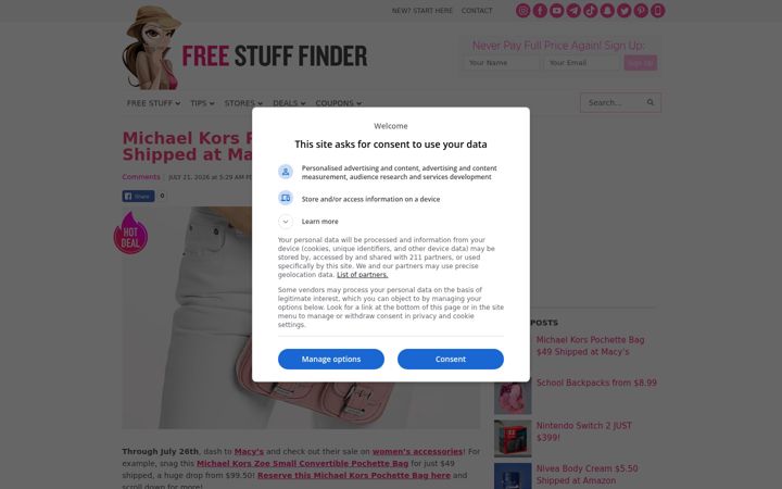 Screenshot of freestufffinder.com
