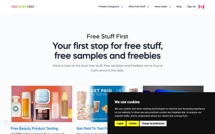 Screenshot of freestufffirst.ca