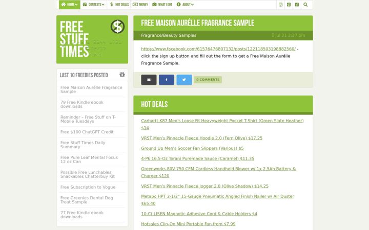 Screenshot of freestufftimes.com