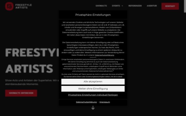 Screenshot of freestyle-artists.com