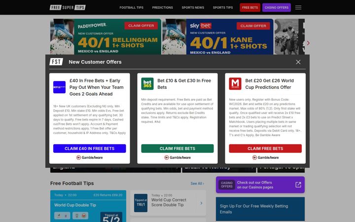 Screenshot of freesupertips.com