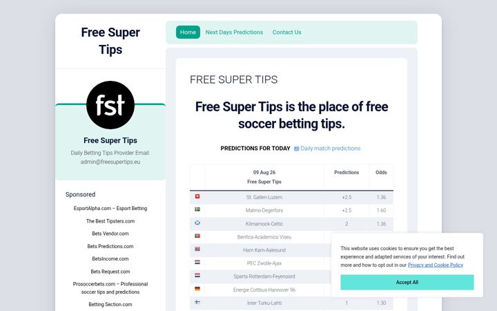Screenshot of freesupertips.eu