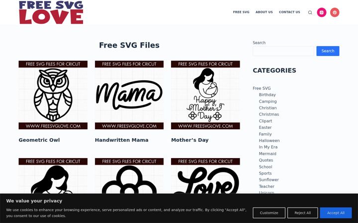 Screenshot of freesvglove.com