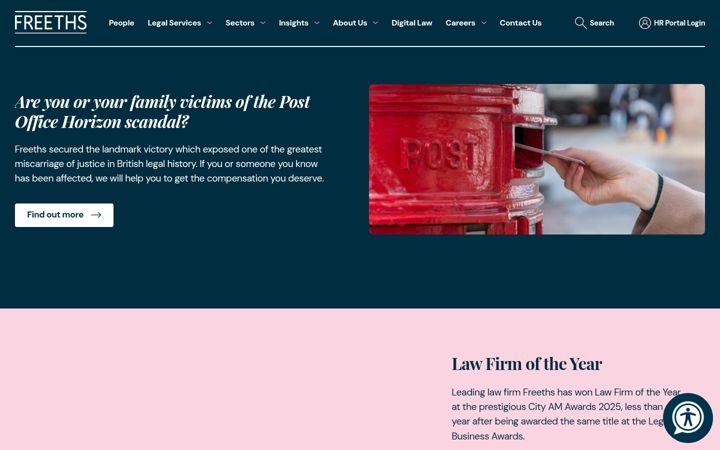 Screenshot of freeths.co.uk