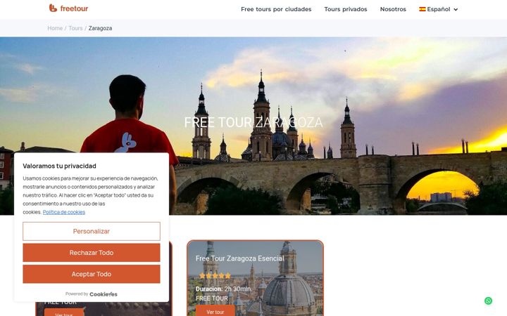Screenshot of freetourzaragoza.com