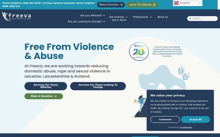Screenshot of freeva.org.uk