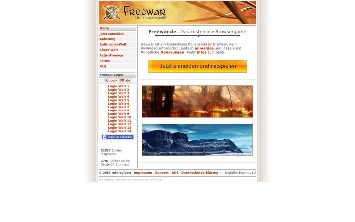 Screenshot of freewar.de