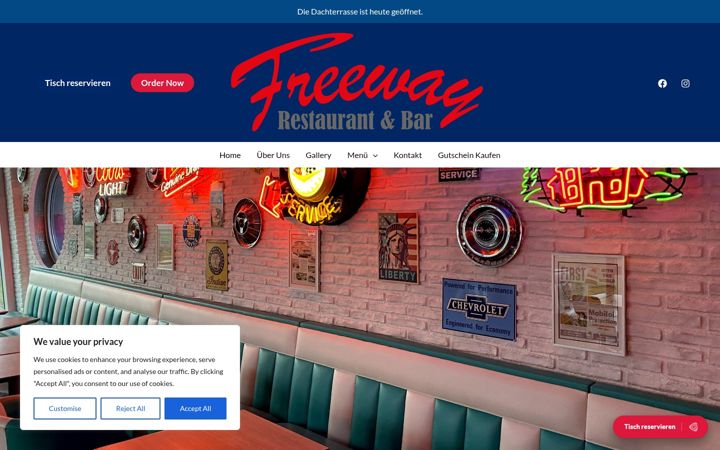 Kuvakaappaus sivustosta freeway-restaurant.de
