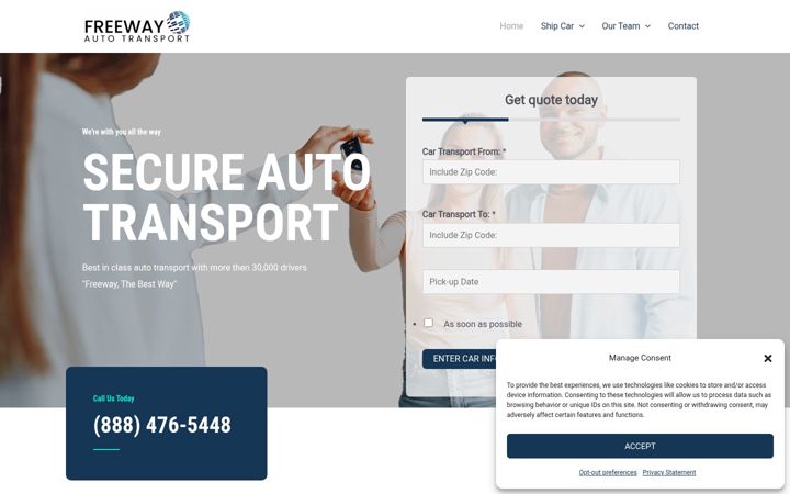Screenshot of freewayautotransport.com
