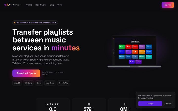 Screenshot di freeyourmusic.com