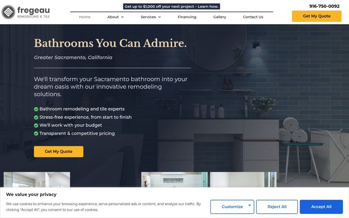 Screenshot of fregeauremodeling.com