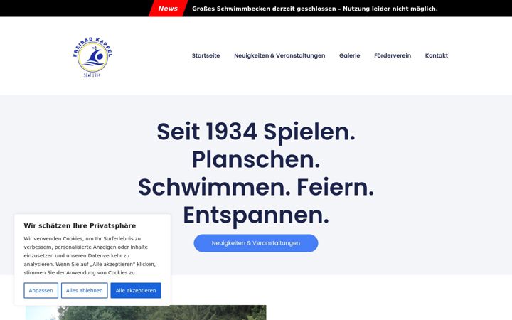Ekraanipilt saidist freibad-kappel.de