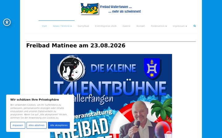 Kuvakaappaus sivustosta freibadwallerfangen.de