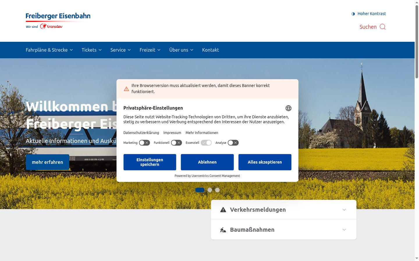 Screenshot of the consent banner shown before any interaction