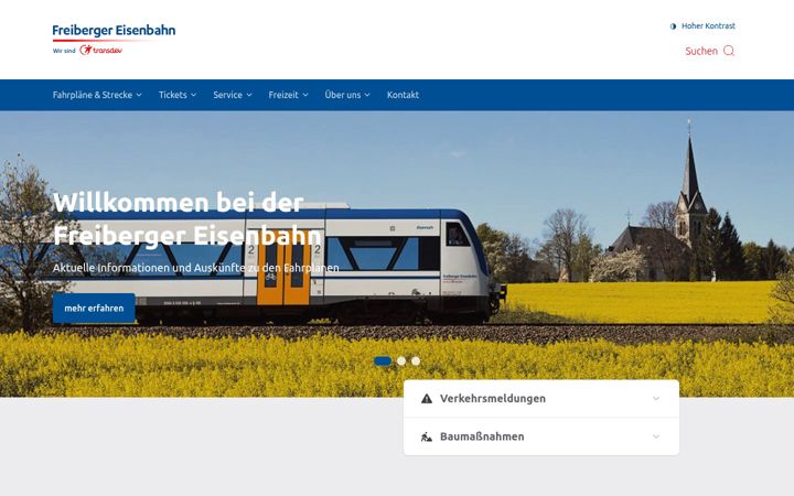 Screenshot of freiberger-eisenbahn.de