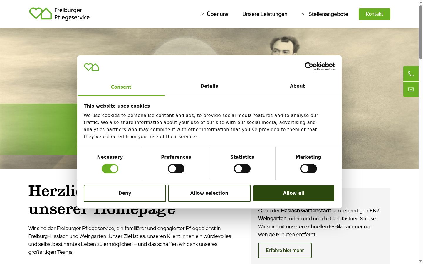 Capture d'écran de la bannière de consentement affichée avant toute interaction