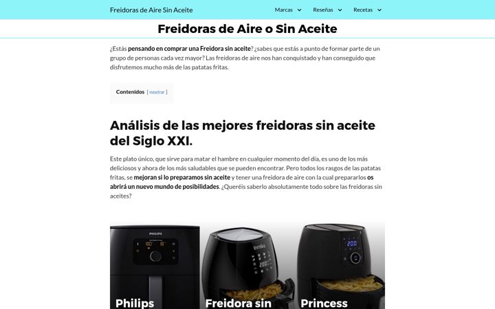 Screenshot of freidorasdeairesinaceite.com