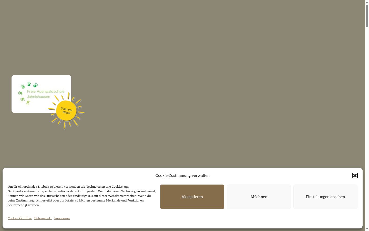 Screenshot des Einwilligungsbanners vor jeglicher Interaktion