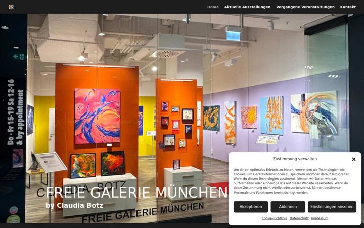 Posnetek zaslona freie-galerie-muenchen.de