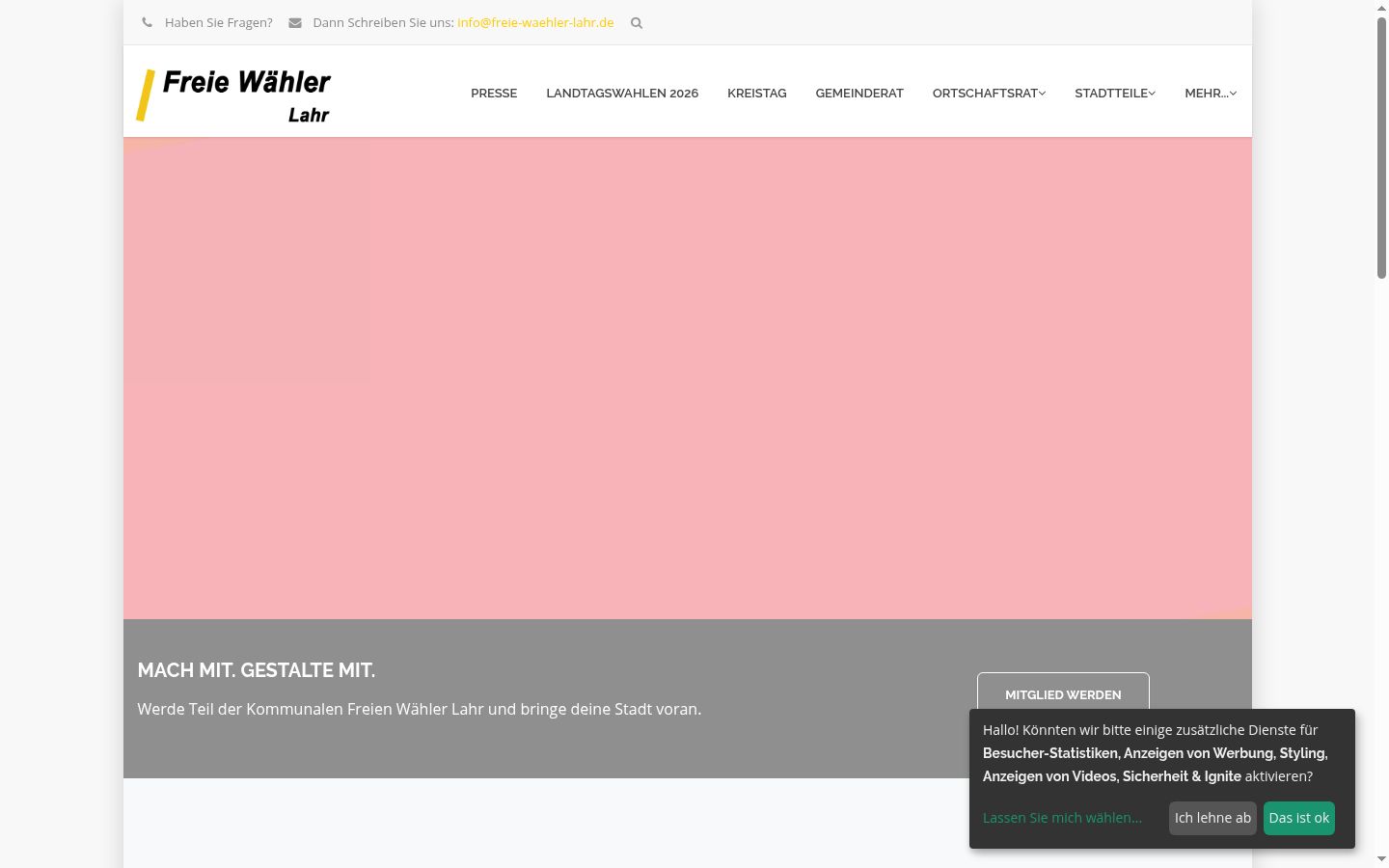Screenshot of the consent banner shown before any interaction