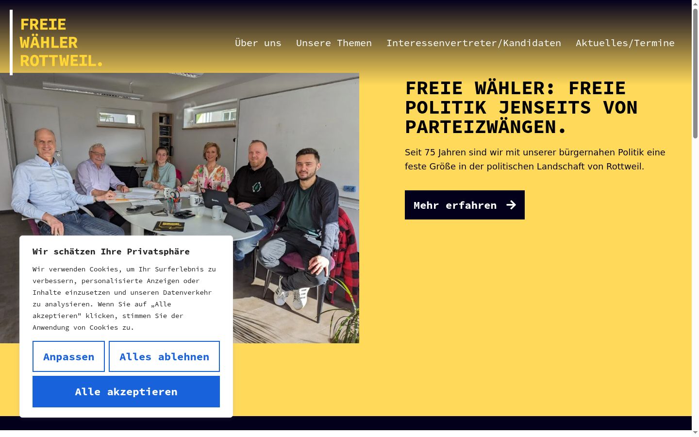 Screenshot of the consent banner shown before any interaction